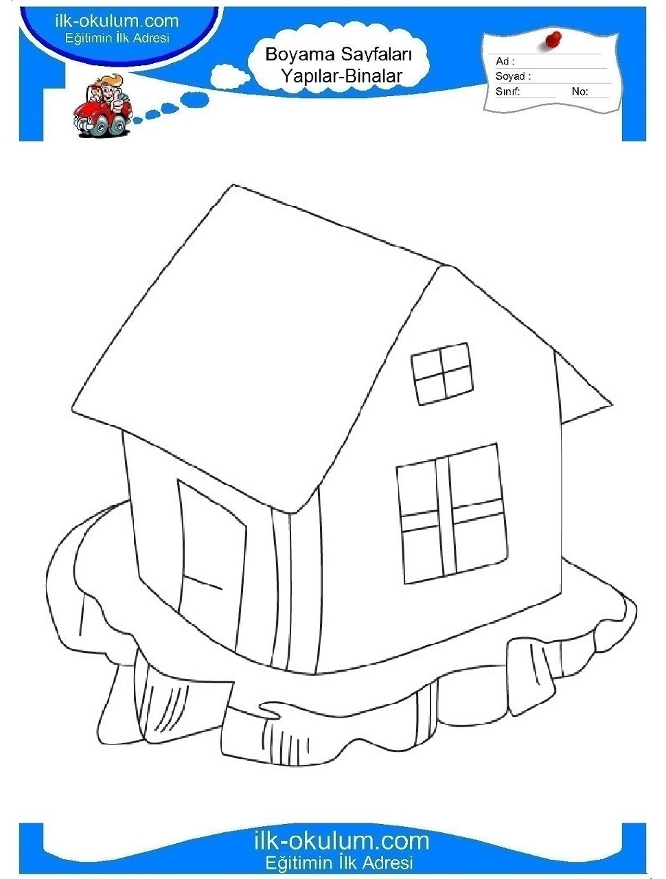 Çocuklar İçin Ev Boyama Sayfaları 