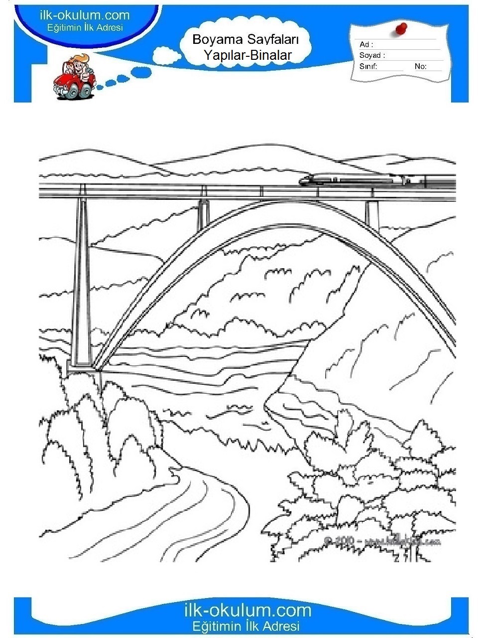 Çocuklar İçin Köprü Boyama Sayfaları 