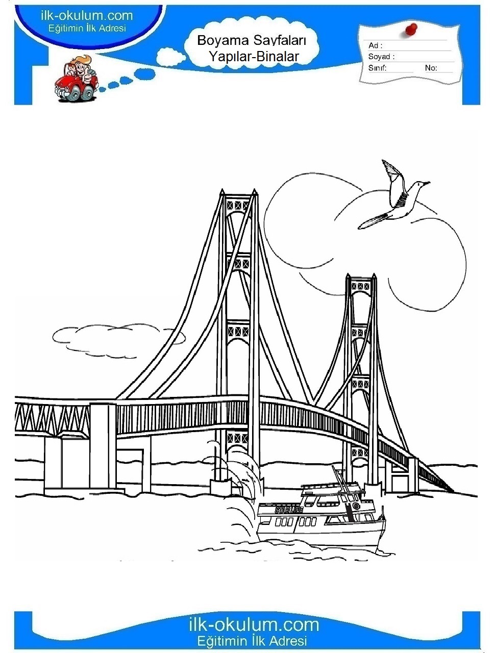 Çocuklar İçin Köprü Boyama Sayfaları 