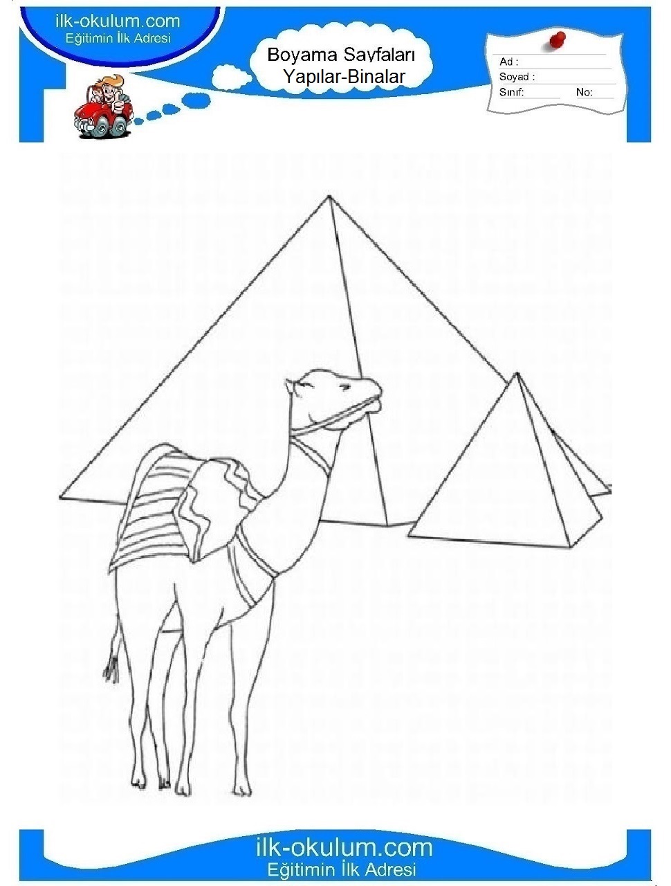 Çocuklar İçin Piramid Boyama Sayfaları 