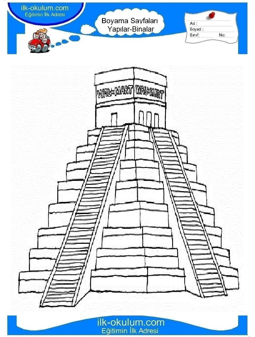 Çocuklar İçin Piramid Boyama Sayfaları 