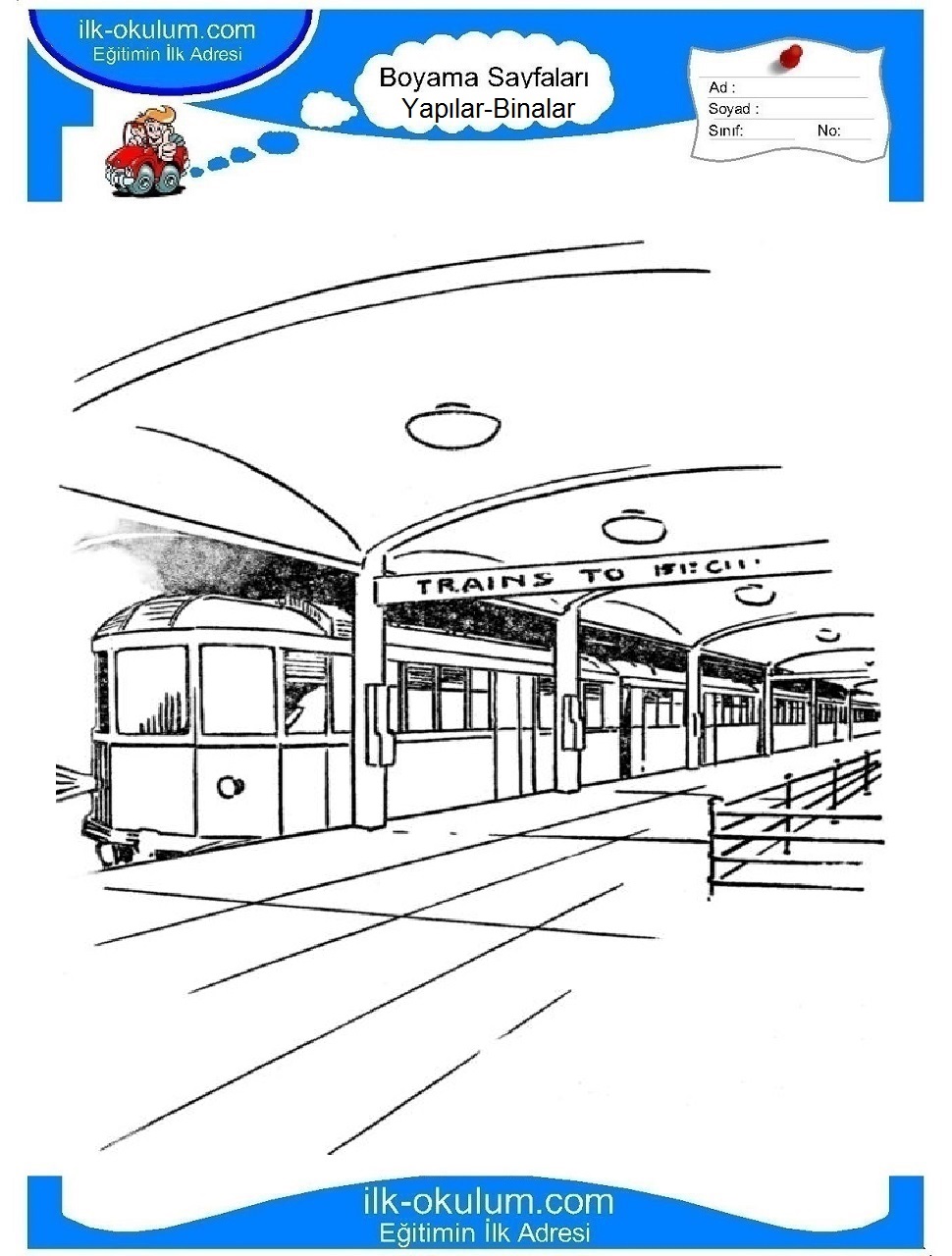 Çocuklar İçin Tren-istasyonu Boyama Sayfaları 