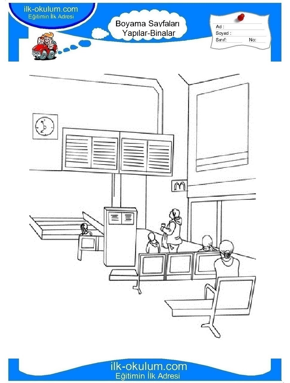 Çocuklar İçin Tren-istasyonu Boyama Sayfaları 